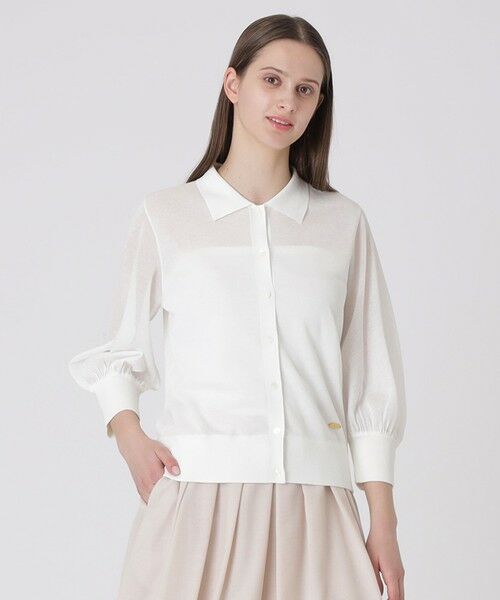 BLUE LABEL / BLACK LABEL CRESTBRIDGE / ブルーレーベル / ブラックレーベル・クレストブリッジ  ニット・セーター | 【取扱店舗限定】ラメシアーカーディガン（オフホワイト1）