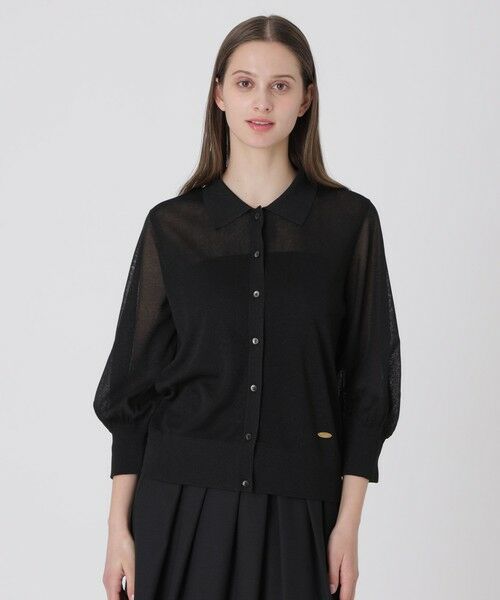 BLUE LABEL / BLACK LABEL CRESTBRIDGE / ブルーレーベル / ブラックレーベル・クレストブリッジ  ニット・セーター | 【取扱店舗限定】ラメシアーカーディガン（ブラック）