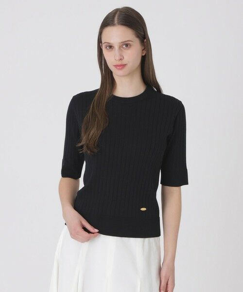 BLUE LABEL / BLACK LABEL CRESTBRIDGE / ブルーレーベル / ブラックレーベル・クレストブリッジ  ニット・セーター | 【取扱店舗限定】コットンシルクリブニットプルオーバー（ブラック）