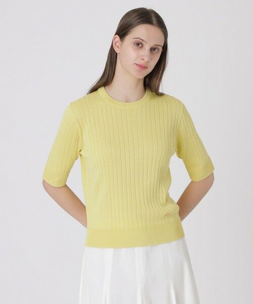 BLUE LABEL / BLACK LABEL CRESTBRIDGE / ブルーレーベル / ブラックレーベル・クレストブリッジ  ニット・セーター | 【取扱店舗限定】コットンシルクリブニットプルオーバー（イエロー1）