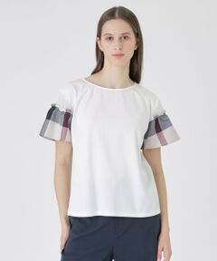 BLUE LABEL / BLACK LABEL CRESTBRIDGE / ブルーレーベル / ブラックレーベル・クレストブリッジ  カットソー | 【接触冷感】プレーティング天竺チェックスリーブTシャツ