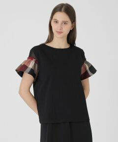 BLUE LABEL / BLACK LABEL CRESTBRIDGE / ブルーレーベル / ブラックレーベル・クレストブリッジ  カットソー | 【接触冷感】プレーティング天竺チェックスリーブTシャツ