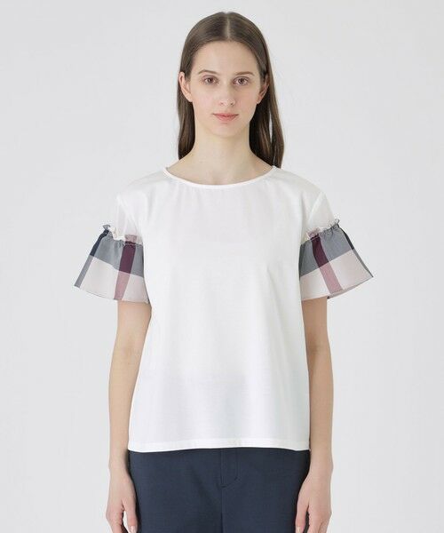 BLUE LABEL / BLACK LABEL CRESTBRIDGE / ブルーレーベル / ブラックレーベル・クレストブリッジ  カットソー | 【接触冷感】プレーティング天竺チェックスリーブTシャツ | 詳細2