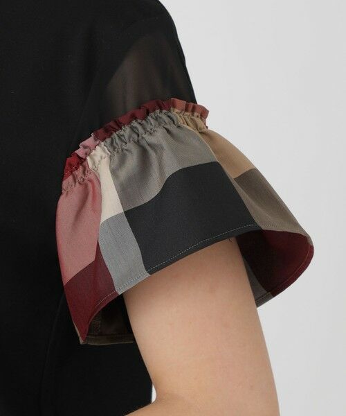 BLUE LABEL / BLACK LABEL CRESTBRIDGE / ブルーレーベル / ブラックレーベル・クレストブリッジ  カットソー | 【接触冷感】プレーティング天竺チェックスリーブTシャツ | 詳細11