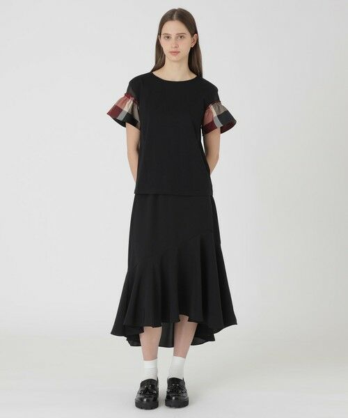 BLUE LABEL / BLACK LABEL CRESTBRIDGE / ブルーレーベル / ブラックレーベル・クレストブリッジ  カットソー | 【接触冷感】プレーティング天竺チェックスリーブTシャツ | 詳細7