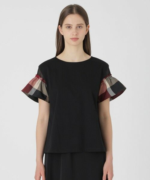 BLUE LABEL / BLACK LABEL CRESTBRIDGE / ブルーレーベル / ブラックレーベル・クレストブリッジ  カットソー | 【接触冷感】プレーティング天竺チェックスリーブTシャツ | 詳細8