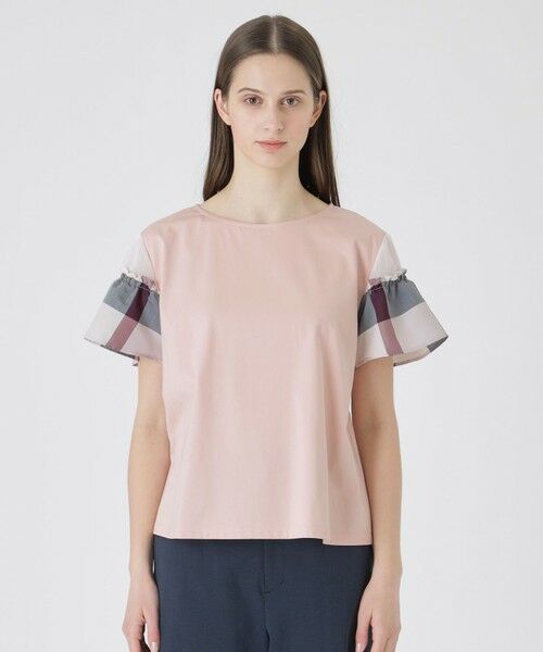 BLUE LABEL / BLACK LABEL CRESTBRIDGE / ブルーレーベル / ブラックレーベル・クレストブリッジ  カットソー | 【接触冷感】プレーティング天竺チェックスリーブTシャツ | 詳細14