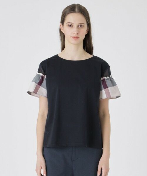 BLUE LABEL / BLACK LABEL CRESTBRIDGE / ブルーレーベル / ブラックレーベル・クレストブリッジ  カットソー | 【接触冷感】プレーティング天竺チェックスリーブTシャツ | 詳細20