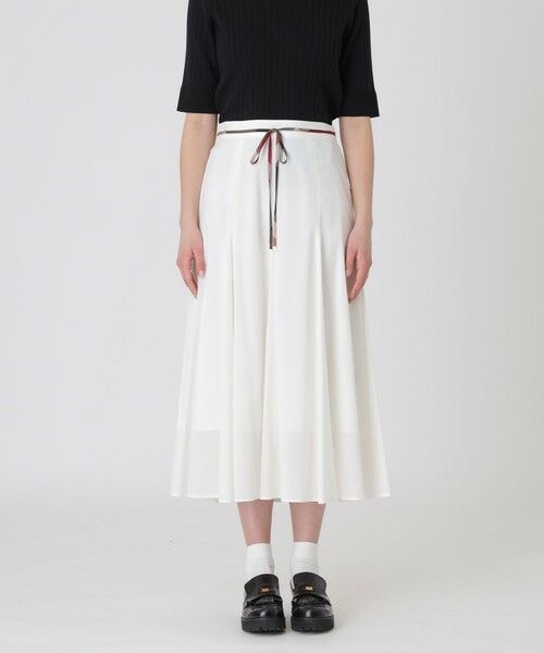 BLUE LABEL / BLACK LABEL CRESTBRIDGE / ブルーレーベル / ブラックレーベル・クレストブリッジ  ミニ・ひざ丈スカート | 【取扱店舗限定】オーガンジーフレアスカート（ホワイト）