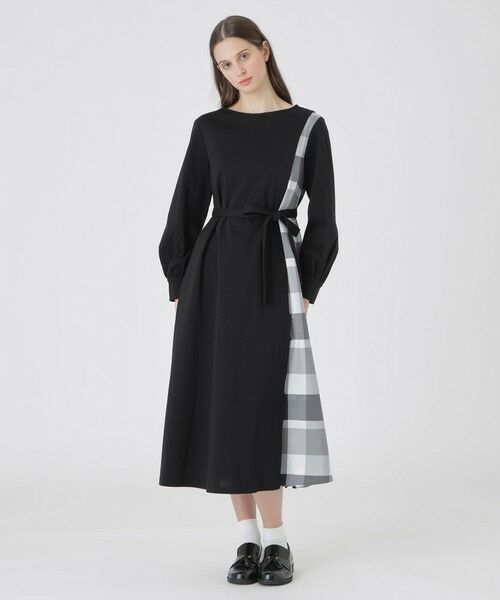 BLUE LABEL / BLACK LABEL CRESTBRIDGE / ブルーレーベル / ブラックレーベル・クレストブリッジ  ドレス | 【一部店舗限定】パーシャツチェックポンチドレス（ブラック）