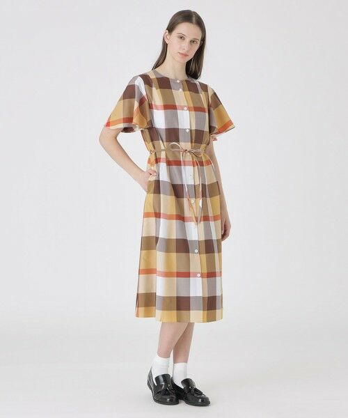 BLUE LABEL / BLACK LABEL CRESTBRIDGE / ブルーレーベル / ブラックレーベル・クレストブリッジ ドレス | 【一部店舗限定】クレストブリッジチェックライトクロッシングツイルドレス(オレンジ4)