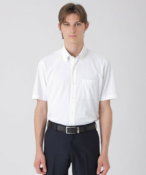 BLUE LABEL / BLACK LABEL CRESTBRIDGE / ブルーレーベル / ブラックレーベル・クレストブリッジ  シャツ・ブラウス | トリコットソリッドハーフスリーブボタンダウンシャツ | 詳細1