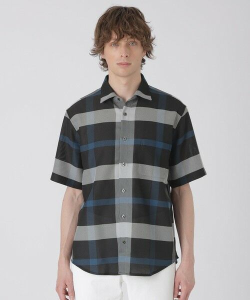 BLUE LABEL / BLACK LABEL CRESTBRIDGE / ブルーレーベル / ブラックレーベル・クレストブリッジ  シャツ・ブラウス | カラミクレストブリッジチェックハーフスリーブシャツ（ブラック）