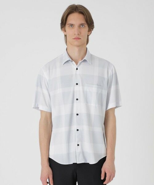BLUE LABEL / BLACK LABEL CRESTBRIDGE / ブルーレーベル / ブラックレーベル・クレストブリッジ  シャツ・ブラウス | 【BLACK lab.】メッシュトリコットクレストブリッジチェックシャツ（オフホワイト2）
