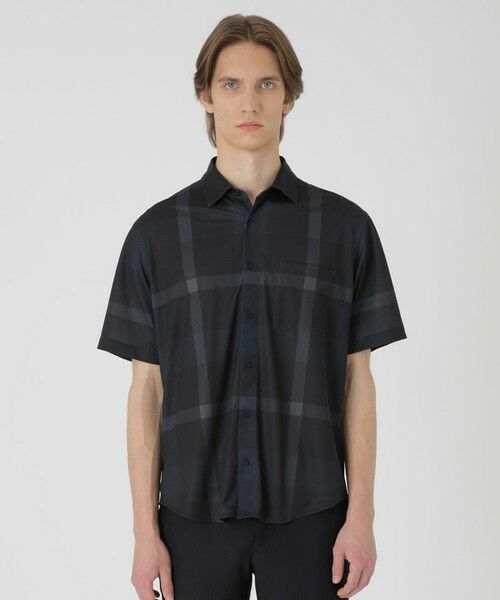 BLUE LABEL / BLACK LABEL CRESTBRIDGE / ブルーレーベル / ブラックレーベル・クレストブリッジ  シャツ・ブラウス | 【BLACK lab.】メッシュトリコットクレストブリッジチェックシャツ（ブラック）