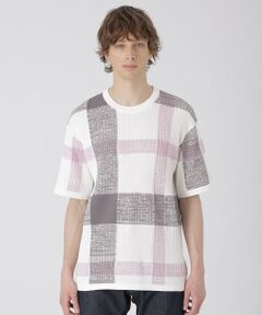 BLUE LABEL / BLACK LABEL CRESTBRIDGE / ブルーレーベル / ブラックレーベル・クレストブリッジ  ニット・セーター | テクスチャーミックスクレストブリッジチェックニットTシャツ