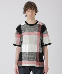 BLUE LABEL / BLACK LABEL CRESTBRIDGE / ブルーレーベル / ブラックレーベル・クレストブリッジ  ニット・セーター | テクスチャーミックスクレストブリッジチェックニットTシャツ