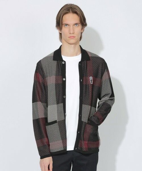 BLUE LABEL / BLACK LABEL CRESTBRIDGE / ブルーレーベル / ブラックレーベル・クレストブリッジ  ニット・セーター | 【WEB限定】クレストブリッジチェックメッシュニットカーディガン（ブラック）