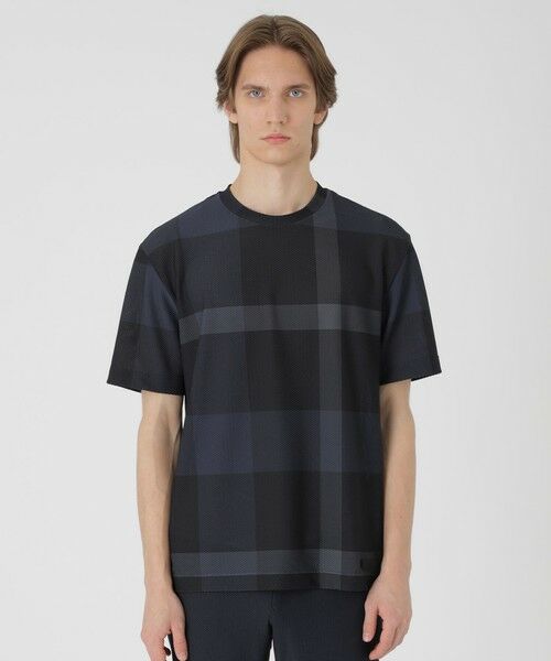 BLUE LABEL / BLACK LABEL CRESTBRIDGE / ブルーレーベル / ブラックレーベル・クレストブリッジ  カットソー | 【BLACK lab.】ブリーズメッシュクレストブリッジチェックTシャツ（ブラック）