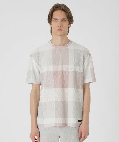 BLUE LABEL / BLACK LABEL CRESTBRIDGE / ブルーレーベル / ブラックレーベル・クレストブリッジ  カットソー | 【BLACK lab.】ブリーズメッシュクレストブリッジチェックTシャツ（ピンク3）