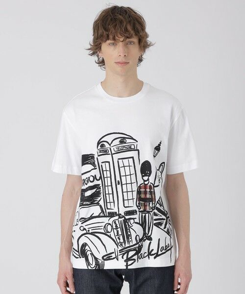 BLUE LABEL / BLACK LABEL CRESTBRIDGE / ブルーレーベル / ブラックレーベル・クレストブリッジ  カットソー | 【WEB・一部店舗限定】パネルブリティッシュアイコンTシャツ（オフホワイト1）