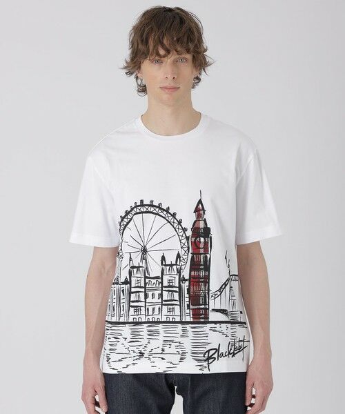 BLUE LABEL / BLACK LABEL CRESTBRIDGE / ブルーレーベル / ブラックレーベル・クレストブリッジ  カットソー | 【WEB・一部店舗限定】パネルブリティッシュランドマークTシャツ（オフホワイト1）