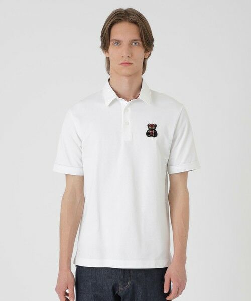 BLUE LABEL / BLACK LABEL CRESTBRIDGE / ブルーレーベル / ブラックレーベル・クレストブリッジ カットソー | 【WEB・一部店舗限定】ハブラシベアーワッペンポロシャツ(オフホワイト1)