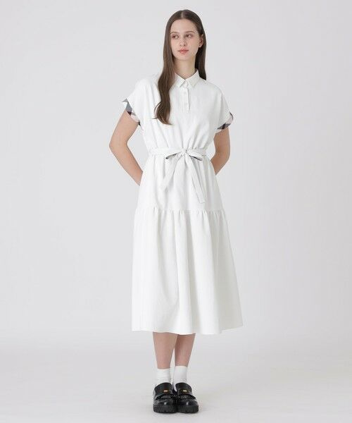 BLUE LABEL / BLACK LABEL CRESTBRIDGE / ブルーレーベル / ブラックレーベル・クレストブリッジ  ドレス | 【防透け】【UVカット】【遮熱】【接触冷感】ドライツイルシャツカラードレス（オフホワイト1）