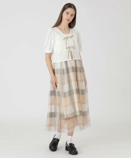 BLUE LABEL / BLACK LABEL CRESTBRIDGE / ブルーレーベル / ブラックレーベル・クレストブリッジ  ドレス | 【SWEETコラボ】クレストブリッジチェックチュールプリントドレスセット（ピンク4）