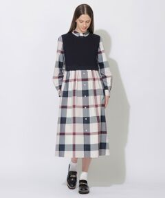 BLUE LABEL / BLACK LABEL CRESTBRIDGE / ブルーレーベル / ブラックレーベル・クレストブリッジ  ドレス | 【WEB限定】クレストブリッジチェックニットコンビドレス