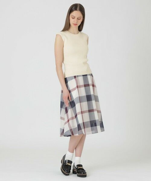 BLUE LABEL / BLACK LABEL CRESTBRIDGE / ブルーレーベル / ブラックレーベル・クレストブリッジ  ドレス | 【一部店舗限定】クレストブリッジチェックシアーボイルニットセットアップ（パープル6）