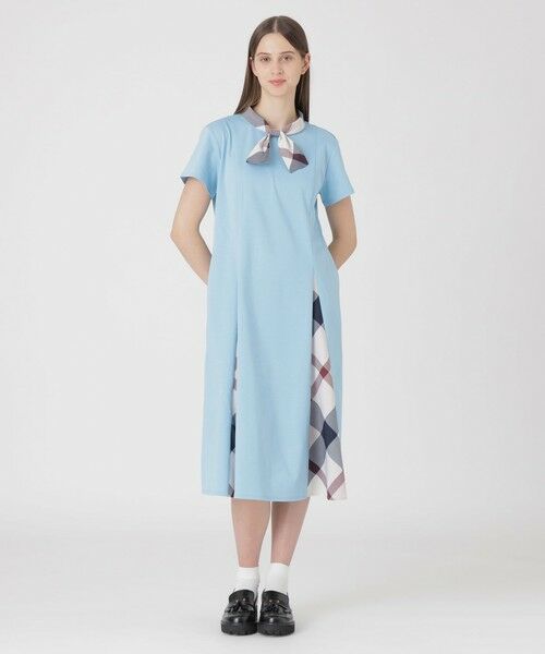 BLUE LABEL / BLACK LABEL CRESTBRIDGE / ブルーレーベル / ブラックレーベル・クレストブリッジ  ドレス | 【一部店舗限定】スーピマコットンポンチドレス（サックス3）