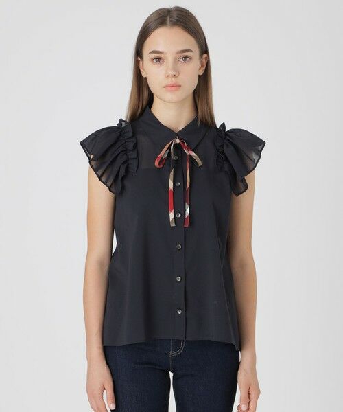 BLUE LABEL / BLACK LABEL CRESTBRIDGE / ブルーレーベル / ブラックレーベル・クレストブリッジ シャツ・ブラウス | フリルスリーブシアーブラウス | 詳細9
