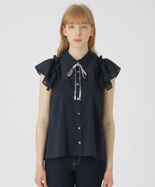 BLUE LABEL / BLACK LABEL CRESTBRIDGE / ブルーレーベル / ブラックレーベル・クレストブリッジ シャツ・ブラウス | フリルスリーブシアーブラウス | 詳細23