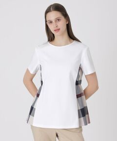 BLUE LABEL / BLACK LABEL CRESTBRIDGE / ブルーレーベル / ブラックレーベル・クレストブリッジ  カットソー | 【接触冷感】シルケットスムースサイドチェックTシャツ