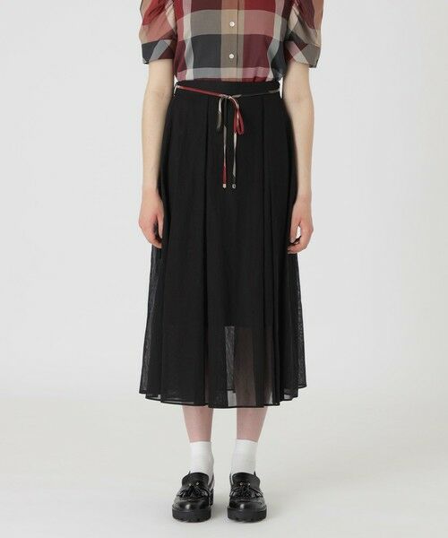 BLUE LABEL / BLACK LABEL CRESTBRIDGE / ブルーレーベル / ブラックレーベル・クレストブリッジ  ミニ・ひざ丈スカート | 【店舗限定】シアーストライプフレアスカート（ブラック）