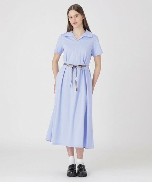 BLUE LABEL / BLACK LABEL CRESTBRIDGE / ブルーレーベル / ブラックレーベル・クレストブリッジ  ドレス | 【一部店舗限定】ハイゲージポンチカラーネックドレス（サックス1）