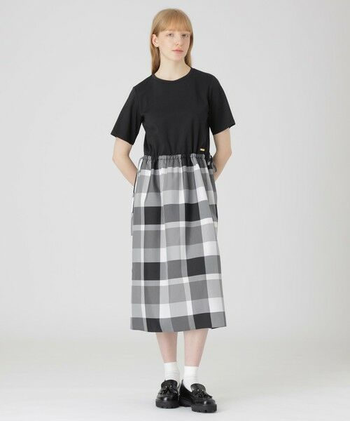 BLUE LABEL / BLACK LABEL CRESTBRIDGE / ブルーレーベル / ブラックレーベル・クレストブリッジ  ドレス | 【一部店舗限定】クレストブリッジチェックライトクロッシングツイルコンビドレス（ブラック）