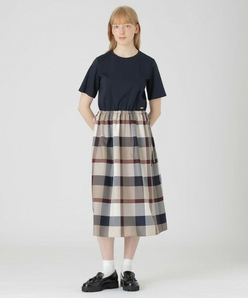 BLUE LABEL / BLACK LABEL CRESTBRIDGE / ブルーレーベル / ブラックレーベル・クレストブリッジ  ドレス | 【一部店舗限定】クレストブリッジチェックライトクロッシングツイルコンビドレス（ネイビー3）
