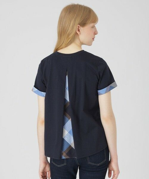 BLUE LABEL / BLACK LABEL CRESTBRIDGE / ブルーレーベル / ブラックレーベル・クレストブリッジ  カットソー | 【一部店舗限定】バックチェック切り替えTシャツ（ネイビー3）