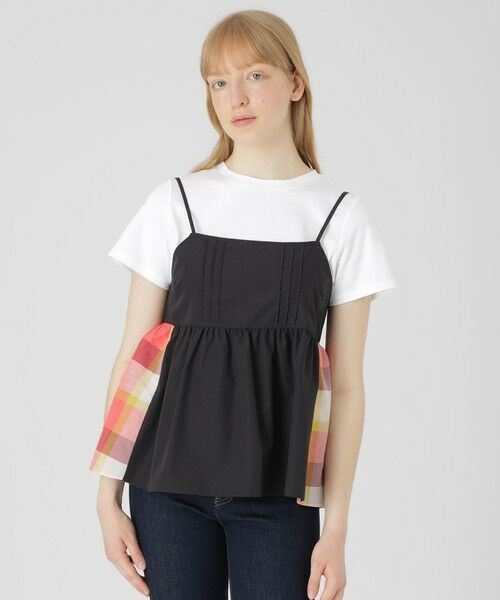 BLUE LABEL / BLACK LABEL CRESTBRIDGE / ブルーレーベル / ブラックレーベル・クレストブリッジ カットソー | 【一部店舗限定】パーシャルチェックキャミコンビ(レッド4)