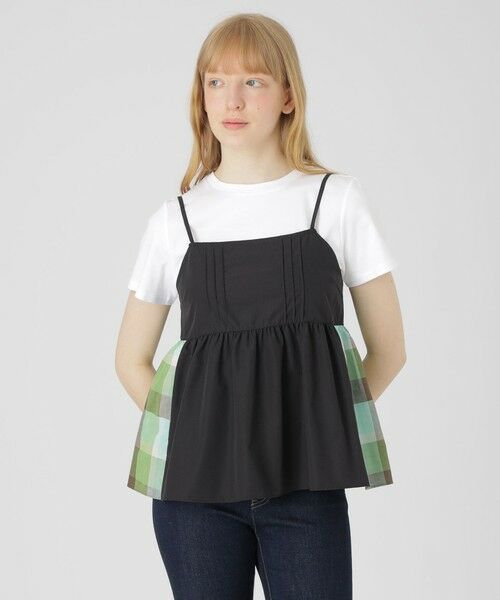 BLUE LABEL / BLACK LABEL CRESTBRIDGE / ブルーレーベル / ブラックレーベル・クレストブリッジ カットソー | 【一部店舗限定】パーシャルチェックキャミコンビ(グリーン4)