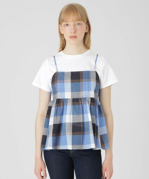 BLUE LABEL / BLACK LABEL CRESTBRIDGE / ブルーレーベル / ブラックレーベル・クレストブリッジ カットソー | 【一部店舗限定】クレストブリッジチェックキャミコンビ(ブルー3)
