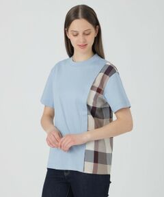 BLUE LABEL / BLACK LABEL CRESTBRIDGE / ブルーレーベル / ブラックレーベル・クレストブリッジ  カットソー | 【一部店舗限定】コンパクトスムースパーシャルチェックTシャツ