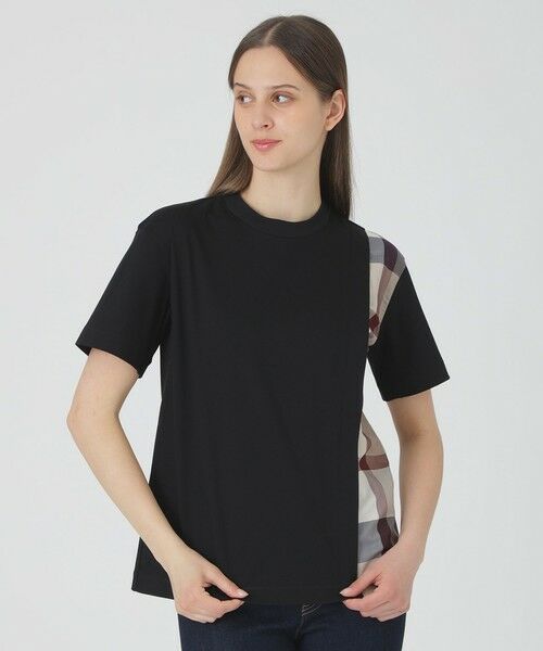 BLUE LABEL / BLACK LABEL CRESTBRIDGE / ブルーレーベル / ブラックレーベル・クレストブリッジ  カットソー | 【一部店舗限定】コンパクトスムースパーシャルチェックTシャツ（ブラック）