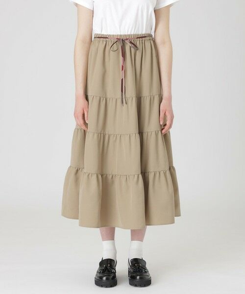 BLUE LABEL / BLACK LABEL CRESTBRIDGE / ブルーレーベル / ブラックレーベル・クレストブリッジ  ミニ・ひざ丈スカート | 【一部店舗限定】エアロツイルティアードスカート（ベージュ1）