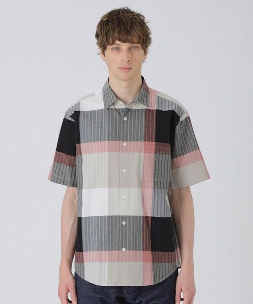 BLUE LABEL / BLACK LABEL CRESTBRIDGE / ブルーレーベル / ブラックレーベル・クレストブリッジ シャツ・ブラウス | パナマサッカーチェックハーフスリーブシャツ(ベージュ4)