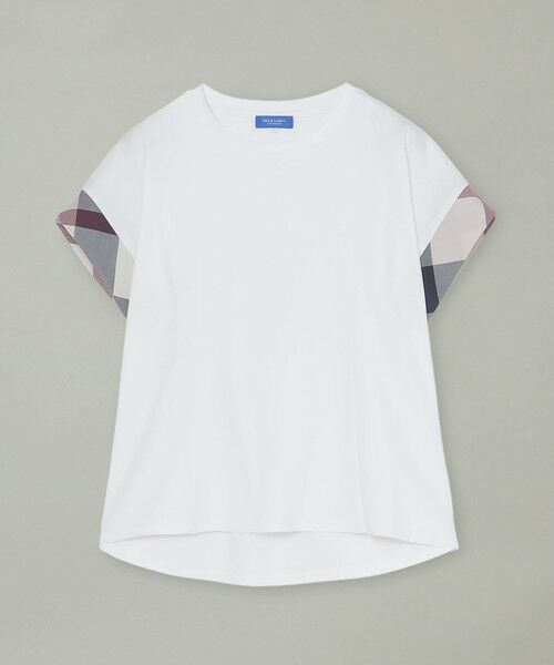 BLUE LABEL / BLACK LABEL CRESTBRIDGE / ブルーレーベル / ブラックレーベル・クレストブリッジ  カットソー | クレストブリッジチェックスリーブカットソー（ホワイト）