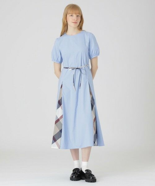 BLUE LABEL / BLACK LABEL CRESTBRIDGE / ブルーレーベル / ブラックレーベル・クレストブリッジ  ドレス | 【一部店舗限定】シルキータフタドレス（サックス1）