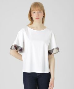 BLUE LABEL / BLACK LABEL CRESTBRIDGE / ブルーレーベル / ブラックレーベル・クレストブリッジ  カットソー | 【一部店舗限定】パーシャルチェックスリーブトップス